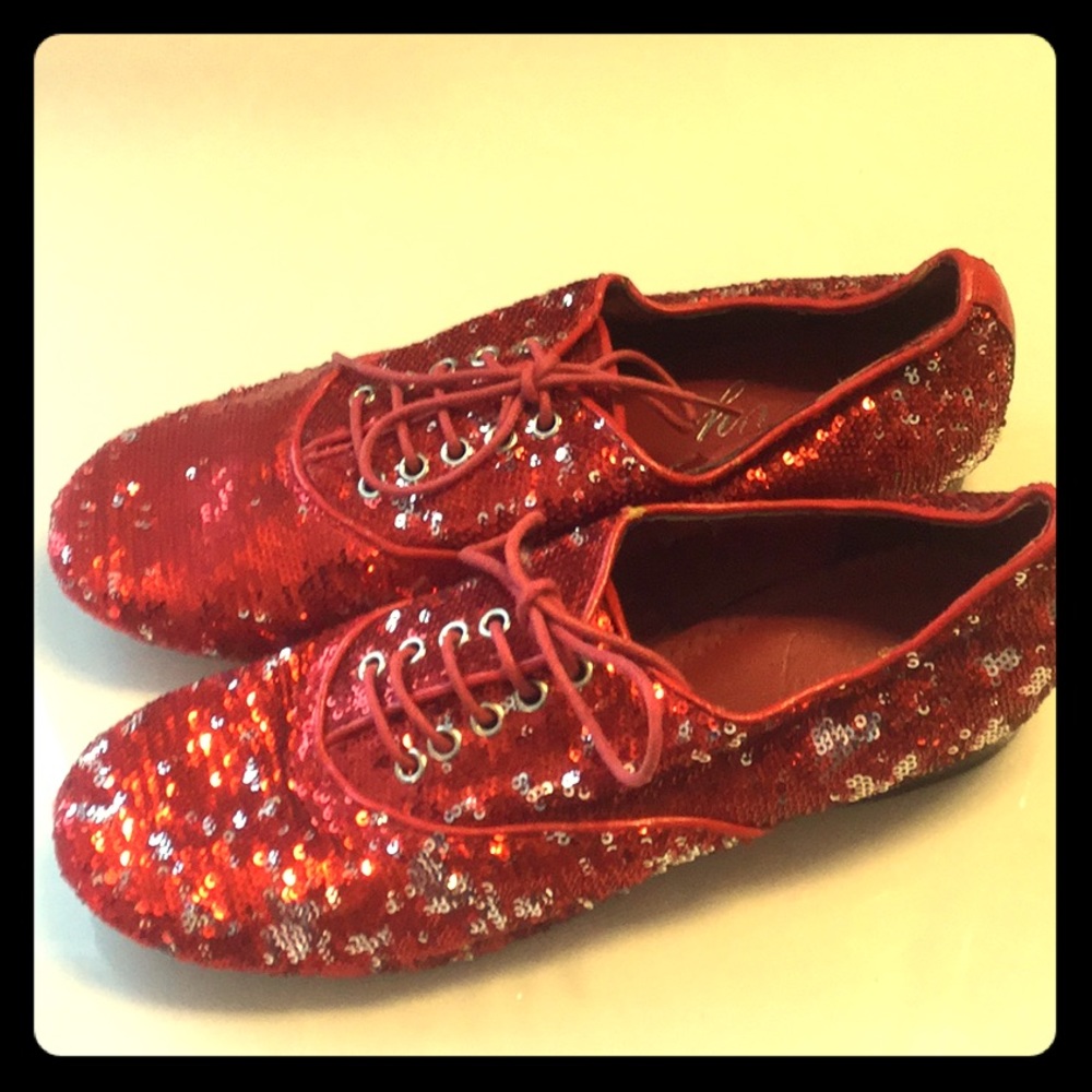 ENVY (Vintage) dance shoe red sequins  SZ 9